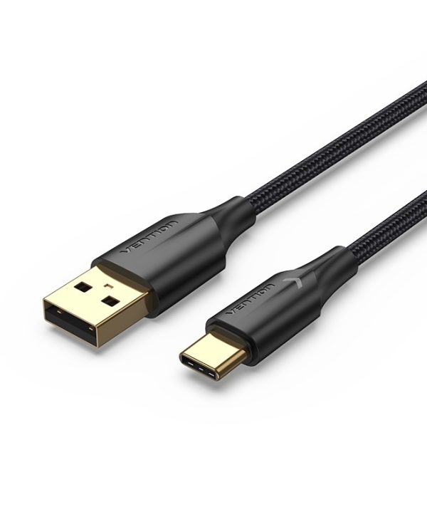 Vention Braided USB 2.0 A Male to USB-C Male Black 0.25M CTFBC