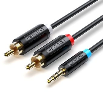 Vention 3.5mm Male to 2x RCA Male Black 0.5m BCLBD
