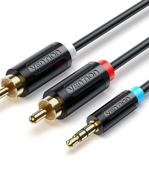 Vention 3.5mm Male to 2x RCA Male Black 0.5m BCLBD