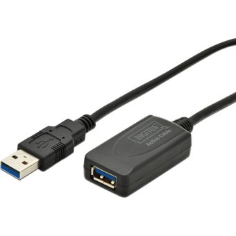 Digitus USB-A 3.0 Male/Female Active Extension 5m Black DA-73104