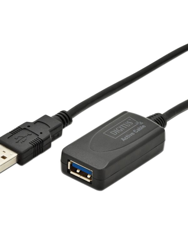 Digitus USB-A 3.0 Male/Female Active Extension 5m Black DA-73104