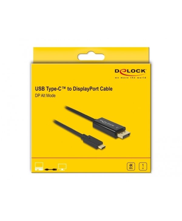 Delock USB-C 3.1 Male to Displayport Male 4k 60 Hz Black 1 m 85255