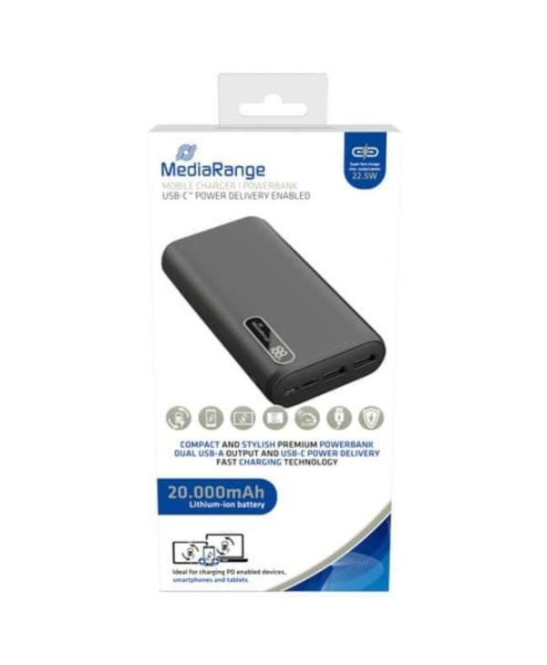 MediaRange Power Bank 20000mAh Quick Charge 3.0 Black MR756