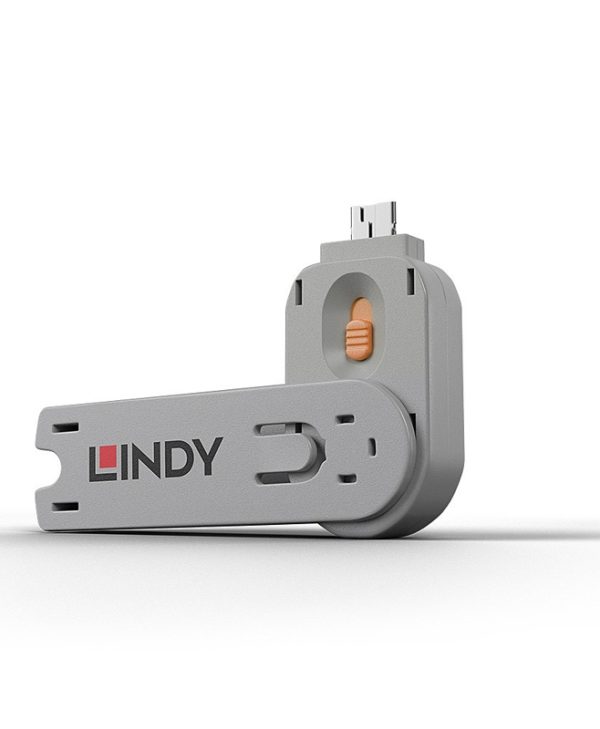 Lindy Port Blocker USB-A 1 x Key + 4 x Blocks Orange 40623