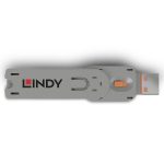Lindy Port Blocker USB-A 1 x Key + 4 x Blocks Orange 40623 - Image 2