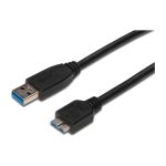 Digitus USB-A 3.0 Male to MicroUSB-B 3.0 Male 0.25m Black AK-300117-003-S