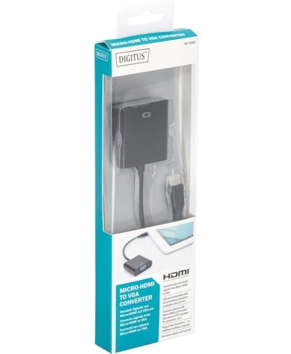 Digitus MicroHDMI Male to VGA / 3.5mm Adapter Black DA-70460