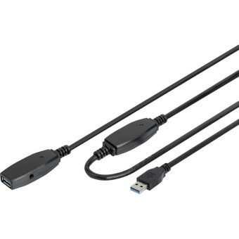 Digitus USB-A Male 3.0 to USB-A Female 3.0 Active Extension 20m Black DA-73107