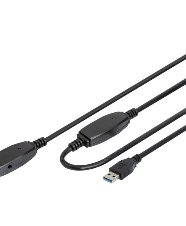 Digitus USB-A Male 3.0 to USB-A Female 3.0 Active Extension 20m Black DA-73107