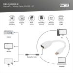 Digitus Mini DisplayPort 1.2 Male - DisplayPort 1.2 Female 4K 60Hz 0.15m White DB-340405-001-W - Image 4