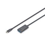 Digitus USB-C 3.0 Male to USB-A 3.0 Female 5m Active Extension Black DA-73110
