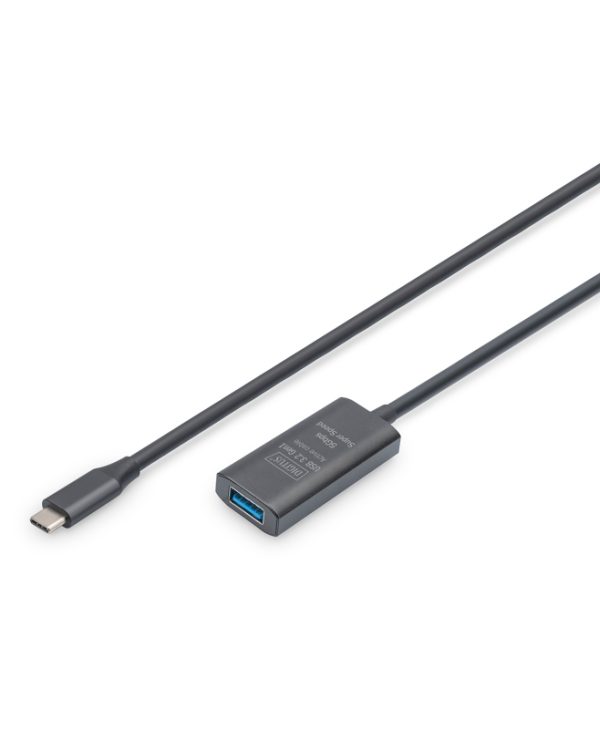 Digitus USB-C 3.0 Male to USB-A 3.0 Female 5m Active Extension Black DA-73110