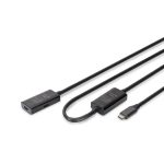 Digitus USB-C 3.0 Male to USB-C 3.0 Female 10m Active Extension Black DA-73109
