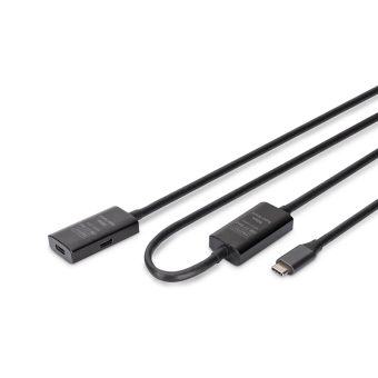 Digitus USB-C 3.0 Male to USB-C 3.0 Female 10m Active Extension Black DA-73109