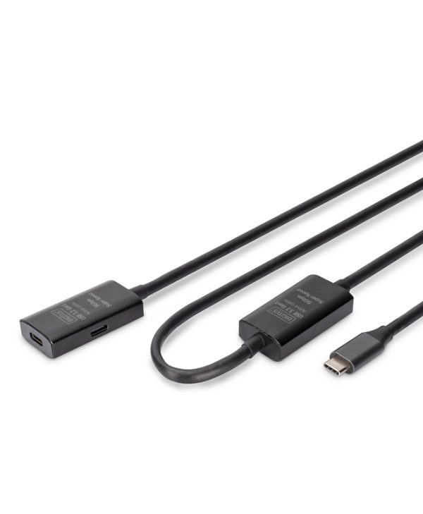 Digitus USB-C 3.0 Male to USB-C 3.0 Female 10m Active Extension Black DA-73109