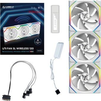 Lian Li Uni Fan SL Wireless 120 ARGB 12cm Case Fan Triple pack Reverse White G99.12RSL1W3W.00