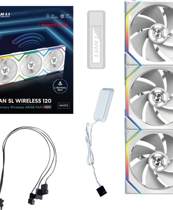 Lian Li Uni Fan SL Wireless 120 ARGB 12cm Case Fan Triple pack Reverse White G99.12RSL1W3W.00
