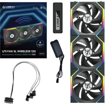 Lian Li Uni Fan SL Wireless 120 ARGB 12cm Case Fan Triple pack Black G99.12SL1W3B.00