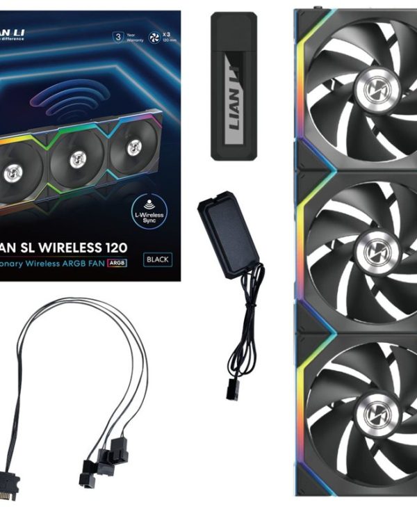Lian Li Uni Fan SL Wireless 120 ARGB 12cm Case Fan Triple pack Black G99.12SL1W3B.00