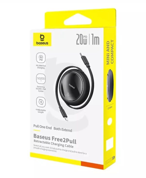 Baseus Free2Pull Retractable USB-C Male to Lightning Male 20W 1m Black P10364501111-00