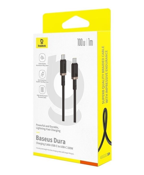 Baseus Dura Braided Cable USB-C 2.0 to USB-C 2.0 100W 1m Black Gold P10377803U01-00