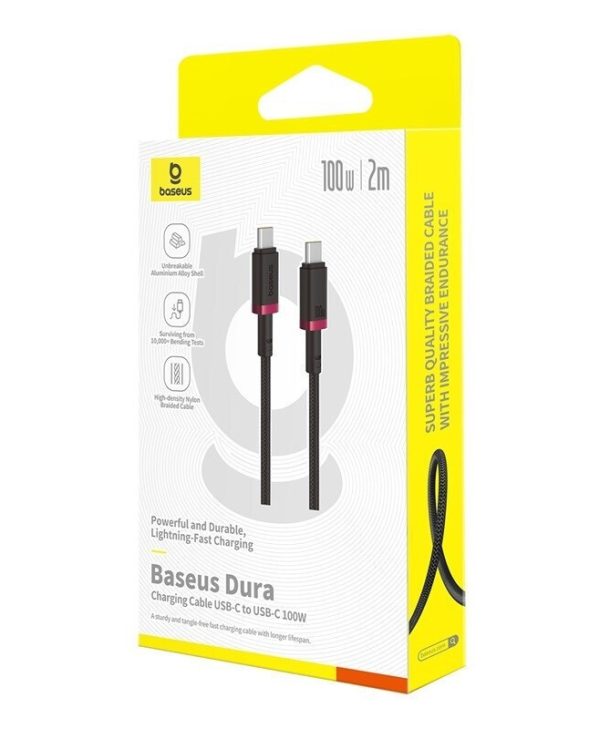Baseus Dura Braided Cable USB-C 2.0 to USB-C 2.0 100W 2m Black Red P10377803U01-03