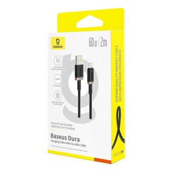 Baseus Dura Braided Cable USB-A 2.0 to USB-C 2.0 60W 2m Black Gold P10377802U01-02