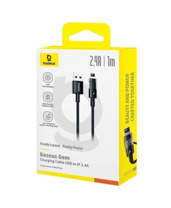Baseus Gem Braided Cable USB-A 2.0 to Lightning 2.4A 1m Black P10373003111-00