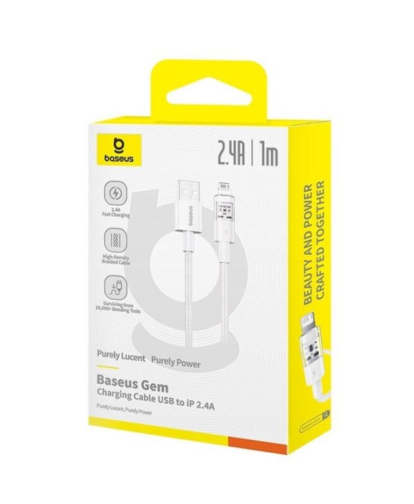 Baseus Gem Braided Cable USB-A 2.0 to Lightning 2.4A 1m White P10373003211-00