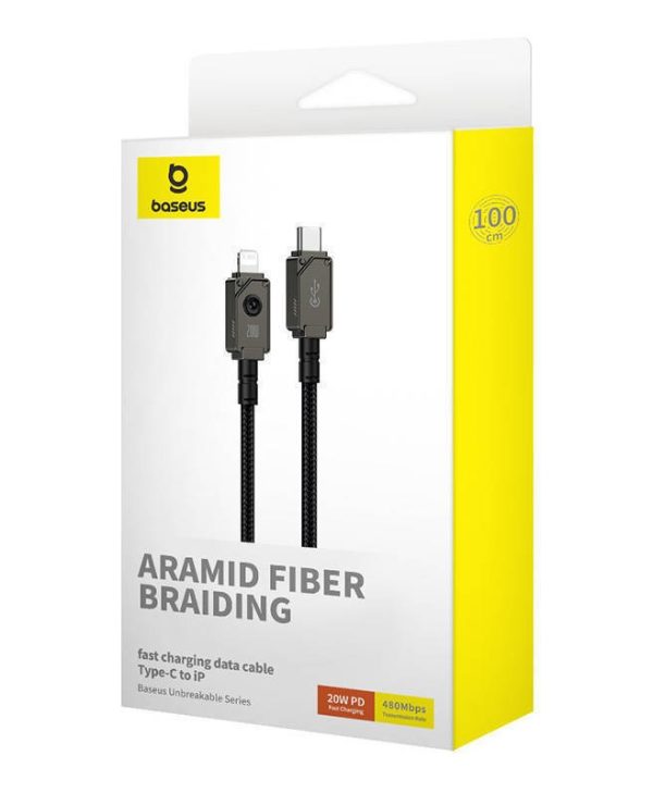 Baseus Unbreakable Braided USB-C Male to Lightning Male 20W 1m Black P10355803111-00