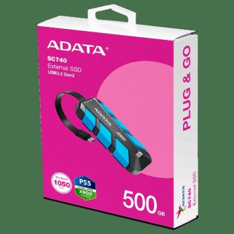 ADATA SC740 500GB USB-C3.2 Gen2 External SSD Blue SC740-500G-CBU