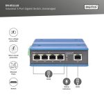 Digitus Professional DN-65 Industrial 5x RJ-45 Gigabit Unmanaged Switch DN-651118 - Image 3