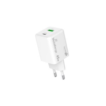 MediaRange 45W GaN Fast Charging Adapter 1xUSB-C & 1xUSB-A White MRMA113-2