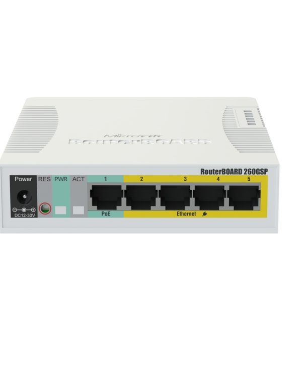 Mikrotik RouterBoard RB260 5x RJ-45, 1x SFP PoE PD/PoE Gigabit Desktop Managed Switch CSS106-1G-4P-1S