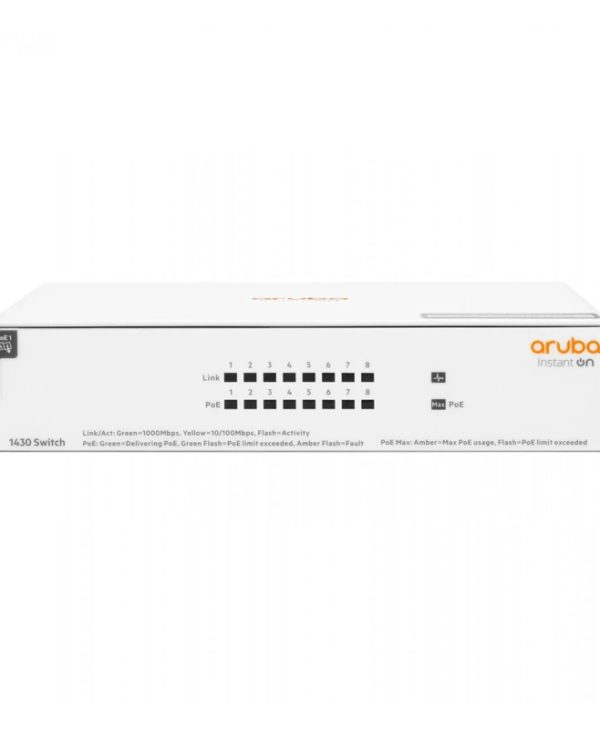 HPE Aruba Instant On 1430 8x RJ-45 PoE+ Gigabit Desktop/Rackmount Unmanaged Switch R8R46A