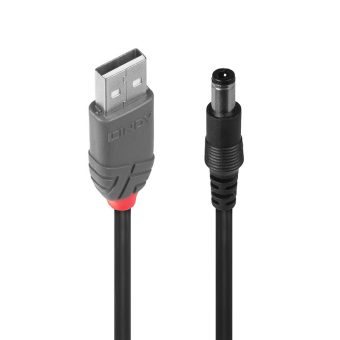Lindy Cable USB-A 2.0 Male - 5.5mm DC 1.5m Black 70267
