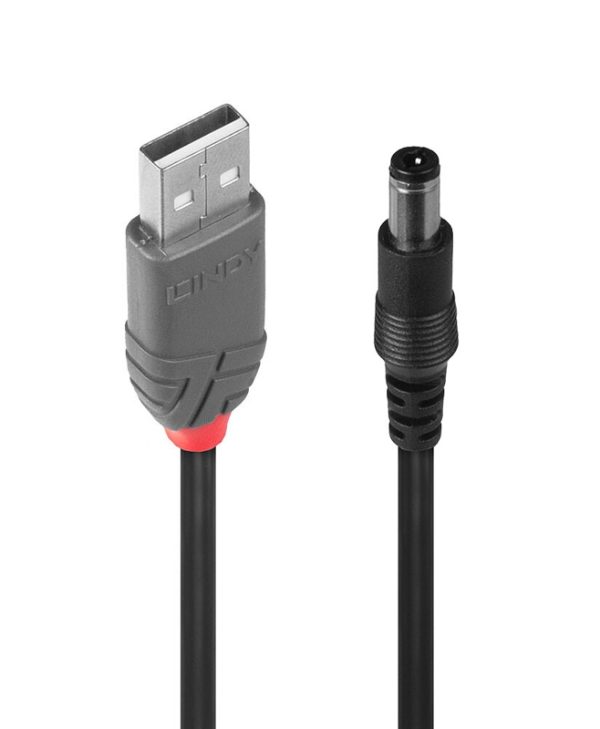 Lindy Cable USB-A 2.0 Male - 5.5mm DC 1.5m Black 70267