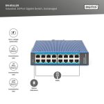 Digitus Professional DN-65 Industrial 16x RJ-45 Gigabit Railmount/Wall-Mount Unmanaged Switch DN-651129 - Image 4