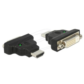 Delock HDMI Type-A Male/ DVI (24+1 Pin) Female (With Led) Black 65020