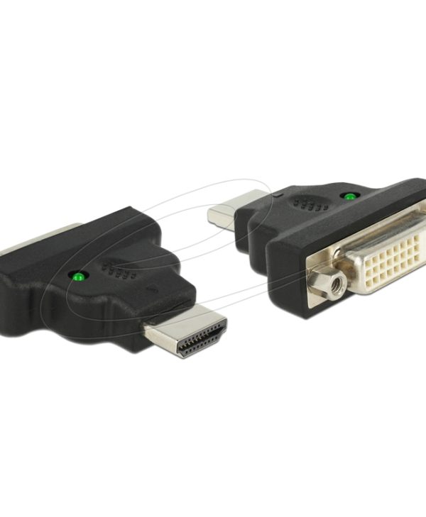 Delock HDMI Type-A Male/ DVI (24+1 Pin) Female (With Led) Black 65020