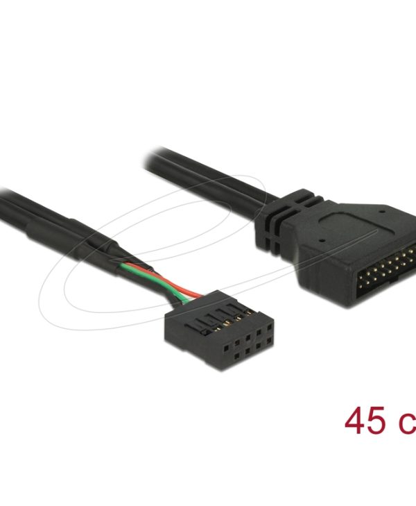 Delock USB 9-Pin USB Header Female/ 19-Pin USB Header Male 0.45 m Black 83776