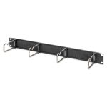 Digitus 19" Rackmount 1U Cable Management Panel with brush 4x steel rings 40x75 mm Black DN-97669 - Image 2