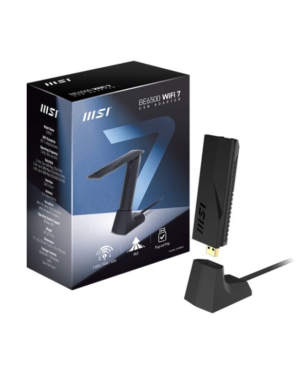 MSI BE6500 High Gain Wi-Fi 7 Wireless Tri-Band USB Adapter GUBE65