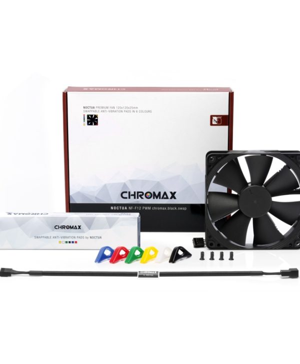 Noctua 12cm Chromax Black Swap Industrial 4-Pin PWM Fan NF-F12 PWM chromax.black.swap