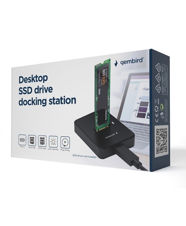 Gembird DD-U3M2 USB Type-C M.2 SATA/NVME SSD Docking Station Black DD-U3M2