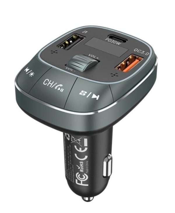 Vention Car Charger with FM Transmitter 3xUSB-A Black FFLB0
