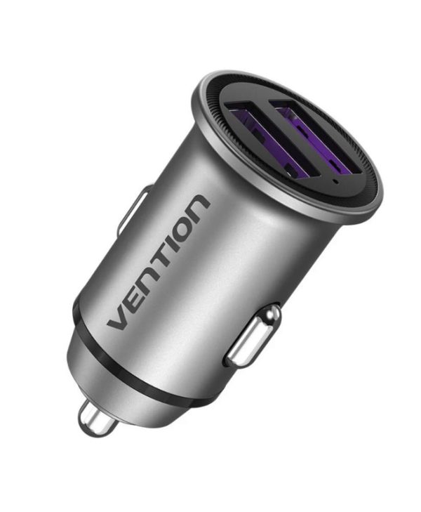Vention Mini Style Aluminium Car Charger 2XUSB-A PD30W Gray FFEH0