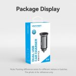 Vention Mini Style Aluminium Alloy Type Car Charger 1XUSB, 1XUSB-C PD30W Gray FFFH0 - Image 3