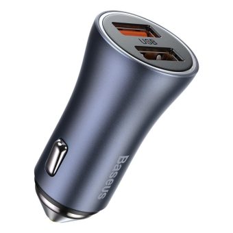 Baseus Golden Contactor Pro Quick Car Charger 2XUSB-A, USB-A to USB-C Cable 1m PD40W Gray TZCCJD-A0G