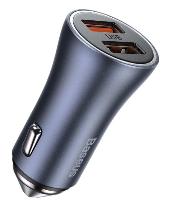 Baseus Golden Contactor Pro Quick Car Charger 2XUSB-A, USB-A to USB-C Cable 1m PD40W Gray TZCCJD-A0G
